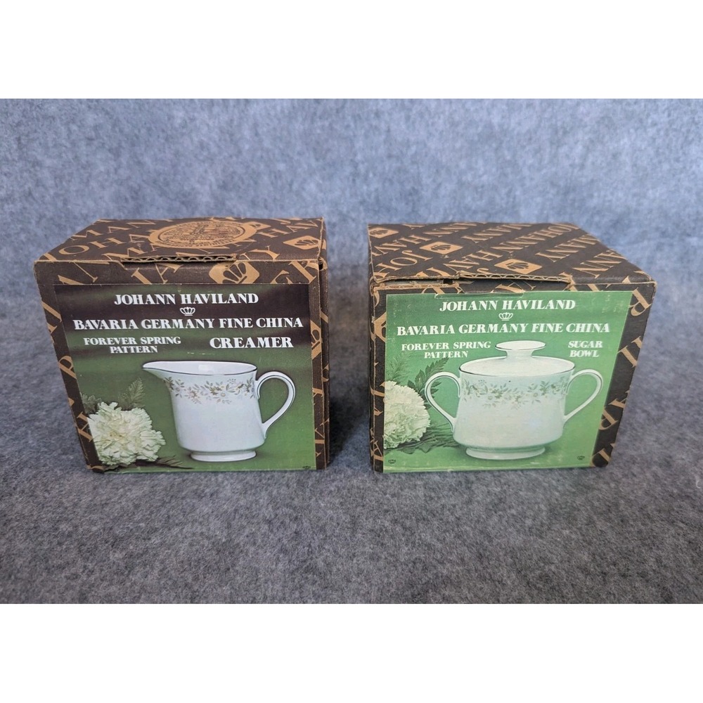 Johann Haviland Forever Spring Creamer Sugar Bowl With Lid Floral Set of 2 New